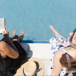 women at a pool