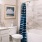 a bathroom with a shower curtain